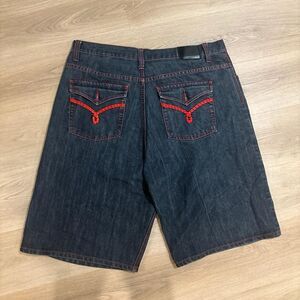 PJ Mark Men's Navy and Red Jorts Jean Shorts Baggy Large Streetwear